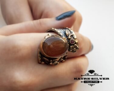 Boho Agate Ring, Agate Ring, Boho Ring, Statement Ring, Boho Jewelry, Agate Jewelry, Vintage Ring, Unique Ring, Handmade Ring, Adjustable Ring - Image 2