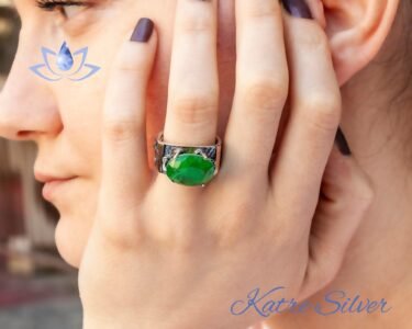 Oval Faceted Cut Green Paraiba Tourmaline Stone Sterling Silver Ring with a Hole, Paraiba Ring, Gift For Her, Paraiba Engagement Ring Promise - Image 2