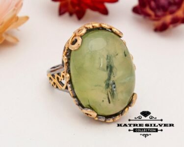 Prehnite Ring, Statement Ring, Gemstone Ring, Sterling Silver Ring, Handmade Ring, Prehnite Jewelry, Prehnite, Gift for Her - Image 3