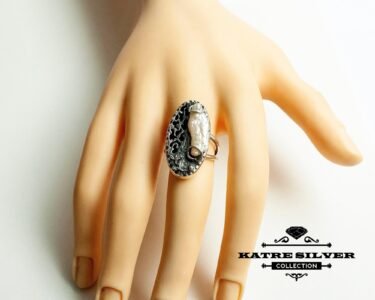 Unique Vintage Pearl Ring 925 Sterling Silver – Elegant Statement Pearl Ring, Handmade Silver Ring for Her - Image 2