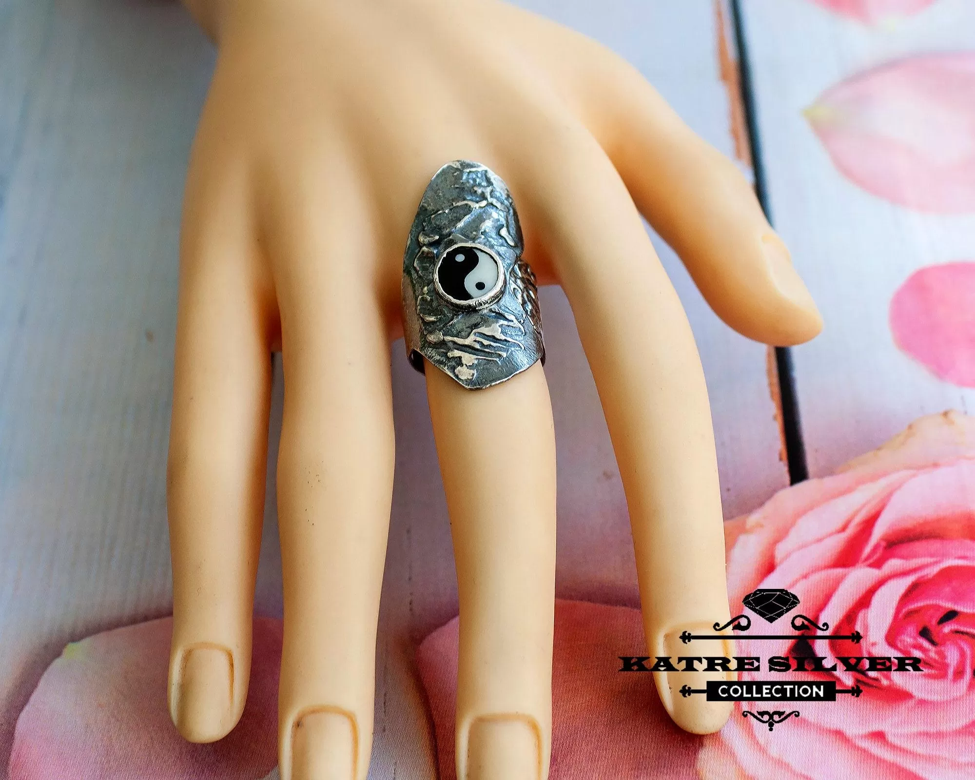 Stunning Yin Yang Ring 925 Sterling Silver – Spiritual Balance Ring, Adjustable Meditation Yoga Statement Ring - Image 5