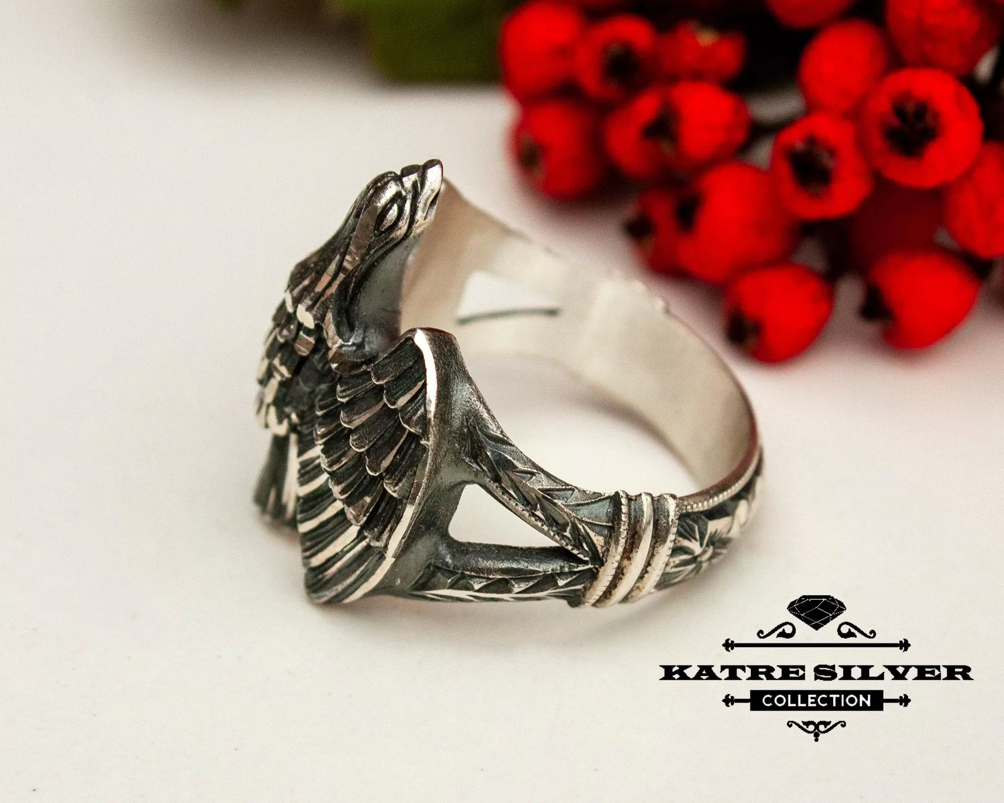 Eagle Statement Ring for Men 925 Sterling Silver – Handmade Vintage Eagle Ring, Bold Animal Designer Ring for Men - Image 5