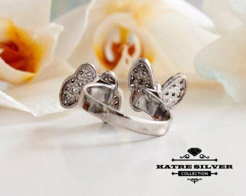  Butterfly Ring Silver Double Butterfly Engagement