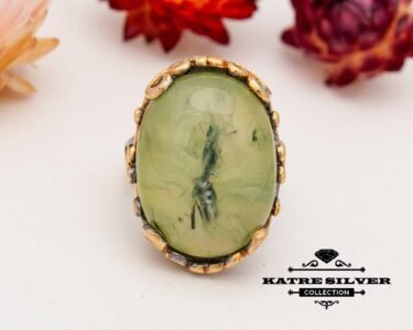 Prehnite Ring, Statement Ring, Gemstone Ring, Sterling Silver Ring, Handmade Ring, Prehnite Jewelry, Prehnite, Gift for Her - Image 4