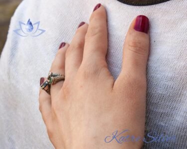 Sapphire Emerald Ruby Natural Stone Adjustable Ring, Mixed Gemstone Rings, Vintage Multi Stone Ring, Natural Stone Gift Ring - Image 5