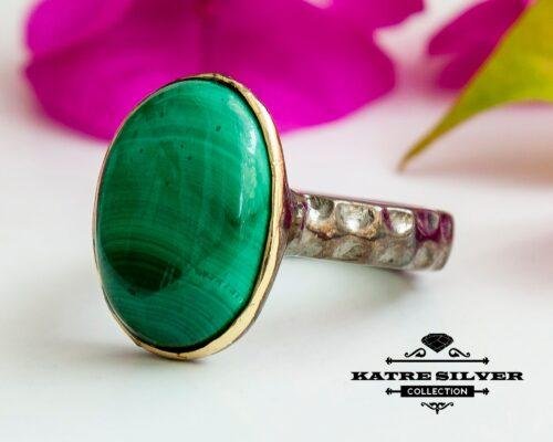 Green Malachite Ring, Malachite Ring, Natural Malachite, Handmade Ring, Malachite Jewelry, Statement Ring, Gift Ring, Boho Ring, Green Ring - Image 4
