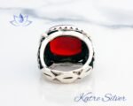 Large Stone Red Yemeni Aqeeq Ring for Men, Red Carnelian Mens Handmade Ring, Natural Stone Ring, Agate Jewelry, Mans Ring, Gift Ring - Image 8