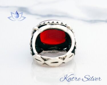 Large Stone Red Yemeni Aqeeq Ring for Men, Red Carnelian Mens Handmade Ring, Natural Stone Ring, Agate Jewelry, Mans Ring, Gift Ring - Image 8