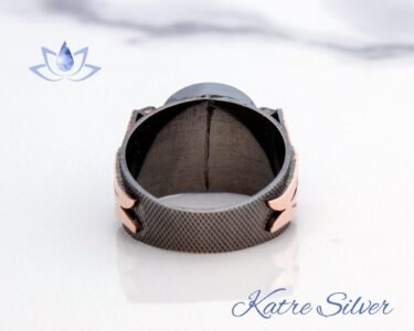 Bicolor Ametrine Ring for Men 925 Sterling Silver – Unique Cabochon Stone Ring, Handmade Art Deco Statement Ring - Image 7