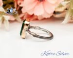 Paraiba Tourmaline Ring with Knitted Edges, Green Tourmaline, Jewelry Ring, Statement Rings, Promise Ring, Green Diamond Ring, Gift for Women - Image 7