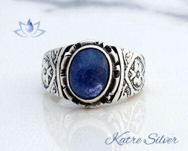Men's Ring with Blue Kyanite Stone, Raw Stone Ring, Blue Kyanite, Meditation Ring, Blue Kyanite Jewelry, Lucky Ring, Gift for Men - Image 3
