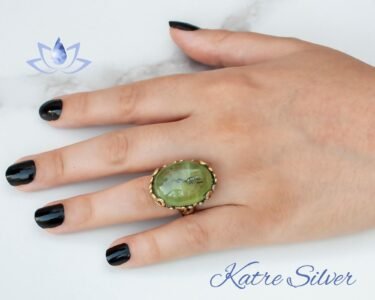 Prehnite Ring, Statement Ring, Gemstone Ring, Sterling Silver Ring, Handmade Ring, Prehnite Jewelry, Prehnite, Gift for Her - Image 2