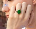 Oval Faceted Cut Paraiba Tourmaline Sterling Silver Ring, Paraiba Ring, Gift For Her, Paraiba Engagement Ring Promise Green, Anniversary Gift - Image 2