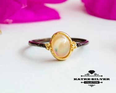 Stunning Rainbow Opal Ring 925 Sterling Silver – Natural Opal Statement Ring, Colorful Minimalist Gemstone Ring for Her - Image 4