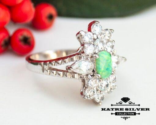 Unique Womens Green Opal Ring, Handmade Ring, Designer Ring, Anniversary Ring, Women Ring, Beautiful Ring, Gift Ring, Green Ring, Green Opal