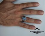 Nacre Men 925K Silver Ring, Ottoman Mens Ring, Authentic Ring, Turkish Ring, Statement Ring, Mens Silver Ring, Handmade Ring, 925 Silver Ring - Image 2