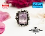 Raw Amethyst Unique Woman Ring, Purple Stone Ring, Purple Amethyst Ring, Silver Amethyst Ring, Statement Ring, Amethyst Jewelry - Image 2