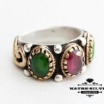 Unique Natural Designer Red or Green Ring Womens Ring Green Ring Sterling Silver Red or Green Jewelry Red Ring of Womens Silver Jewelry