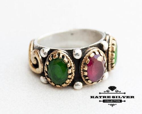 Unique Natural Designer Red or Green Ring Womens Ring Green Ring Sterling Silver Red or Green Jewelry Red Ring of Womens Silver Jewelry