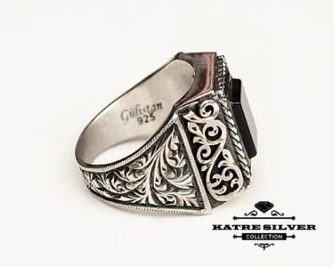 Best Black Stone Ring for Men 925 Sterling Silver – Ottoman Vintage Turkish Ring, Handmade Statement Jewelry Gift for Him - Image 6