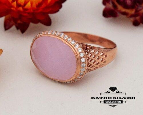 Statement Rose Quartz Ring, Pink Quartz Ring, Sterling Silver Ring, Pink Ring, Quartz Ring, Pink Stone Ring, Gift for Her - Image 5