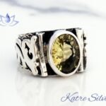 Lemon Quartz Ring, Yellow Stone Ring, Quartz Jewelry, Lemon Quartz Healing, Cocktail Ring, Citrine Rings, Gift for Men