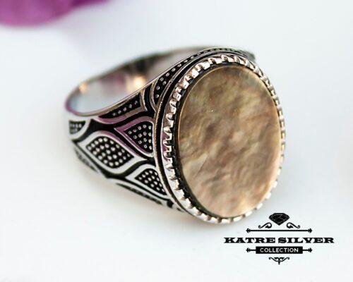 Nacre Ottoman Mens Ring, Men 925K Silver Ring, Turkish Ring, Shell Ring, Mens Stone Ring, Statement Ring, Mens Silver Ring, Silver Men Ring