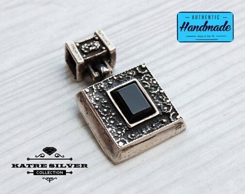 Vintage Silver Black Onyx Pendant, Silver Onyx Pendant, Black Onyx Necklace, Onyx Pendant, Onyx Necklace, Onyx Jewelry, Black Onyx, Black - Image 4