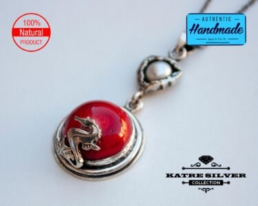 Red Coral Pendant Seahorse Necklace, Seahorse Jewelry, Red Coral Necklace, Coral Pendant, Coral Necklace, Red Coral Jewelry - Image 4