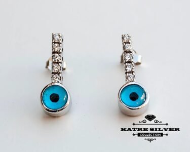 evil eye stud earrings silver