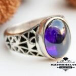 Turkish Handmade Silver Men Ring, Mens Handmade Ring, Purple Amethyst Ring, Ottoman Mens Ring, Gift for Him, 925k Sterling Silver Ring