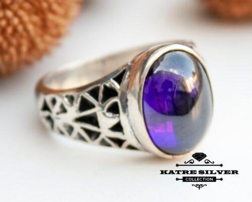 Turkish Handmade Silver Men Ring, Mens Handmade Ring, Purple Amethyst Ring, Ottoman Mens Ring, Gift for Him, 925k Sterling Silver Ring