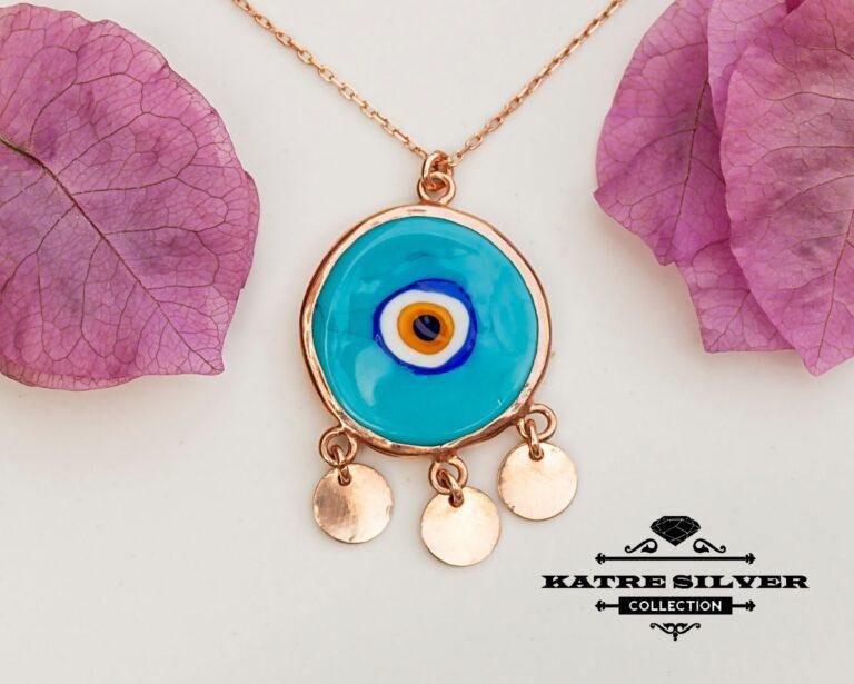 Rose Gold Evil Eye Necklace, Turkish Evil Eye, Evil Eye Pendant, Evil Eye Necklace, Evil Eye Charm, Evil Eye Jewelry, Protection Necklace
