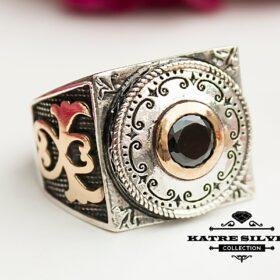 Mens Handmade Ring, Turkish Handmade Silver Men Ring, Ottoman Mens Ring, Onyx Men Ring, 925k Sterling Silver Ring, Gift for Him