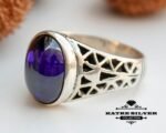 Turkish Handmade Silver Men Ring, Mens Handmade Ring, Purple Amethyst Ring, Ottoman Mens Ring, Gift for Him, 925k Sterling Silver Ring - Image 4