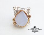 Unique Womens Ring Chalcedony Ring Sterling Silver Boho Jewelry Handcrafted Turkish Silver Rings Chalcedony Ring of Womens Silver Jewelry - Image 3