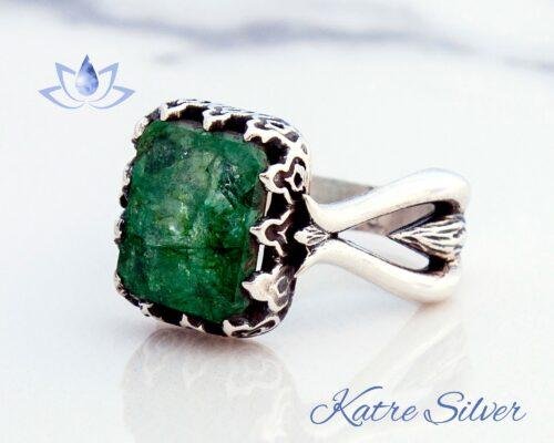 Mens Emerald Ring, Natural Green Emerald, Ethical Mens Ring, Rustic Mens Ring, Game of Thrones Ring, Amazing Design, Birthstone Men Ring - Image 5