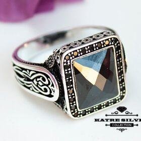 Ottoman Men 925K Silver Ring, Turkish Ring, Onyx Men Ring, Mens Stone Ring, Black Stone Ring, Statement Ring, Mens Silver Ring, Gift for Men