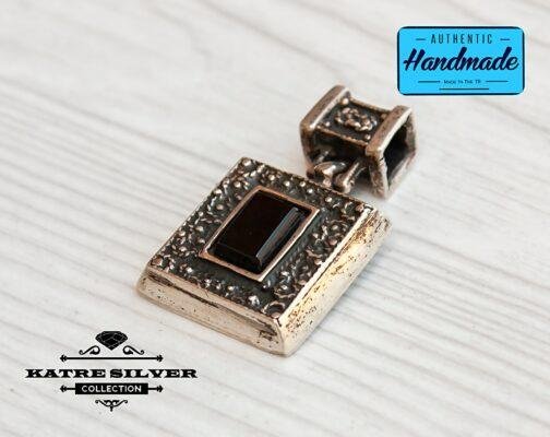 Vintage Silver Black Onyx Pendant, Silver Onyx Pendant, Black Onyx Necklace, Onyx Pendant, Onyx Necklace, Onyx Jewelry, Black Onyx, Black - Image 3