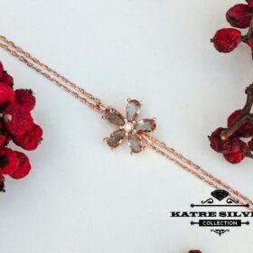 Rose Turkish Diaspore Flower Bracelet, Turkish Bracelet, Flower Bracelet, Flower Jewelry, Floral Bracelet, Silver Bracelet, Summer Bracelet