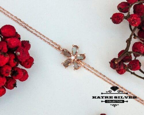 Rose Turkish Diaspore Flower Bracelet, Turkish Bracelet, Flower Bracelet, Flower Jewelry, Floral Bracelet, Silver Bracelet, Summer Bracelet