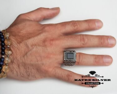 Best Black Stone Ring for Men 925 Sterling Silver – Ottoman Vintage Turkish Ring, Handmade Statement Jewelry Gift for Him - Image 2