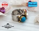 Native American Ring- Multi Gemstone Ring, American Patriotic Ring, Adjustable Ring - Image 6