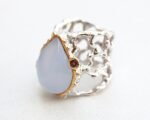 Unique Womens Ring Chalcedony Ring Sterling Silver Boho Jewelry Handcrafted Turkish Silver Rings Chalcedony Ring of Womens Silver Jewelry - Image 4