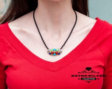 Best Multistone Pendant 925 Sterling Silver – Colorful Gemstone Necklace, Handmade Vintage One of a Kind Jewelry Gift for Her - Image 2