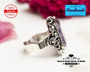 Raw Amethyst Unique Woman Ring, Purple Stone Ring, Purple Amethyst Ring, Silver Amethyst Ring, Statement Ring, Amethyst Jewelry - Image 5