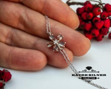 Turkish Diaspore Flower Bracelet, Turkish Bracelet, Flower Bracelet, Flower Jewelry, Floral Bracelet, Silver Bracelet, Summer Bracelet - Image 7