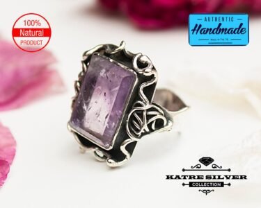 Raw Amethyst Unique Woman Ring, Purple Stone Ring, Purple Amethyst Ring, Silver Amethyst Ring, Statement Ring, Amethyst Jewelry - Image 3