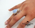 Unique Womens Ring Chalcedony Ring Sterling Silver Boho Jewelry Handcrafted Turkish Silver Rings Chalcedony Ring of Womens Silver Jewelry - Image 9