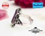 Raw Amethyst Unique Woman Ring, Purple Stone Ring, Purple Amethyst Ring, Silver Amethyst Ring, Statement Ring, Amethyst Jewelry - Image 4